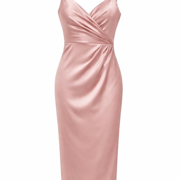Azazie Dresses & Skirts - Azazie Blush Satin Slip Dress | Wedding Guest / Formal